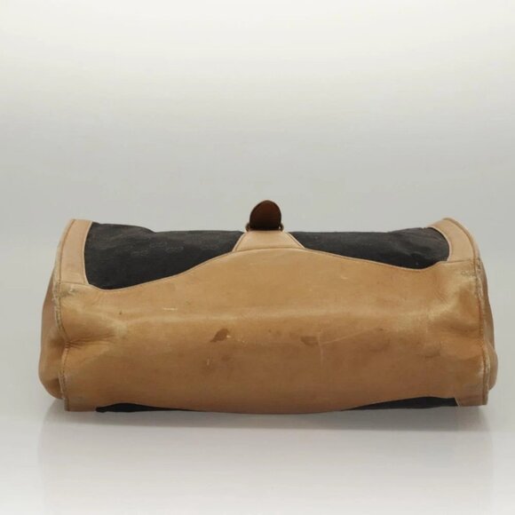 GUCCI GG Canvas Hand Bag Leather Black - Picture 6 of 16